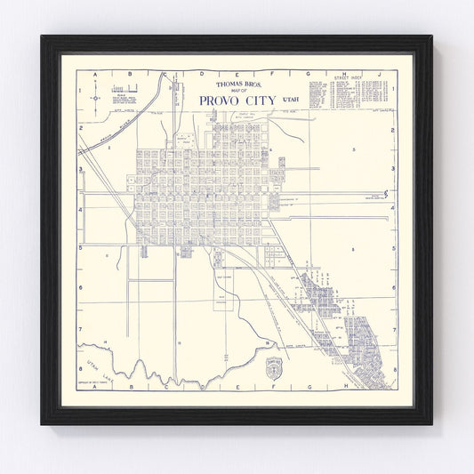 Vintage Map of Provo City, Utah 1920