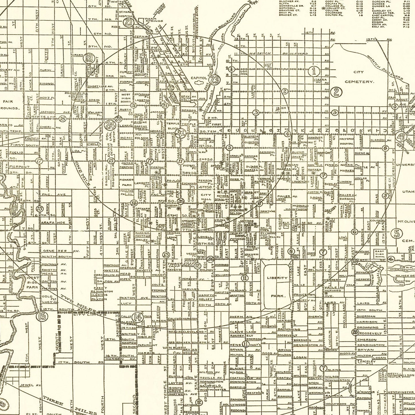 Vintage Map of Salt Lake City, Utah 1926