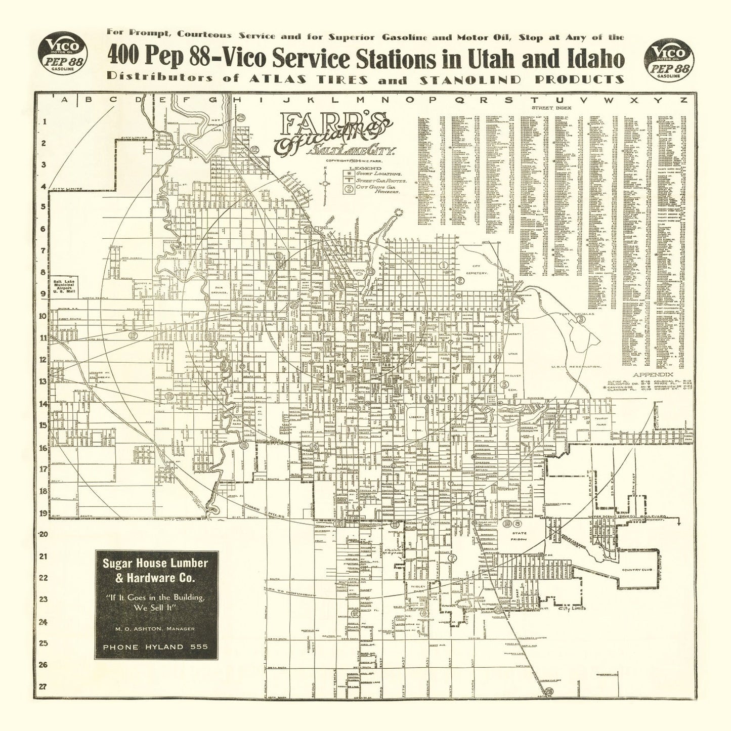 Vintage Map of Salt Lake City, Utah 1926