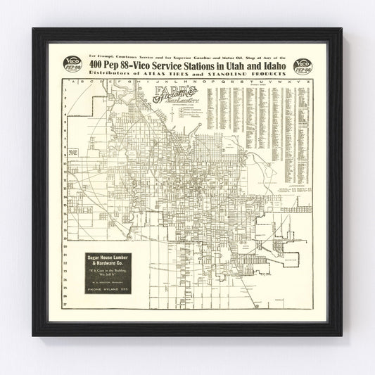 Vintage Map of Salt Lake City, Utah 1926
