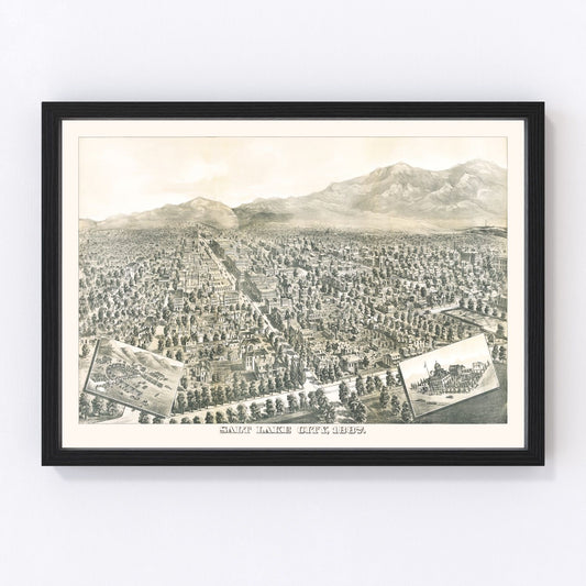 Vintage Map of Salt Lake City, Utah 1887
