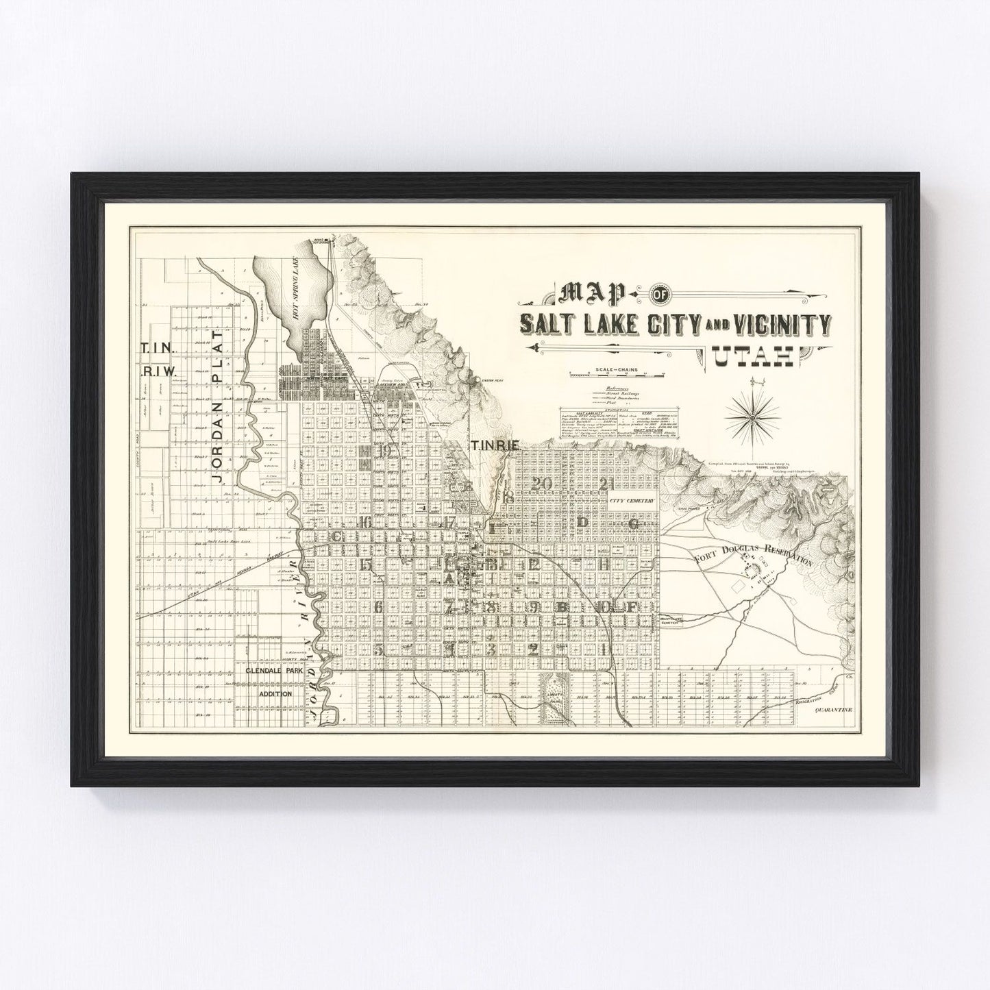 Vintage Map of Salt Lake City, Utah 1888