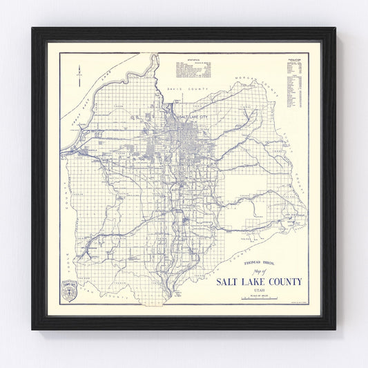 Vintage Map of Salt Lake City, Utah 1920