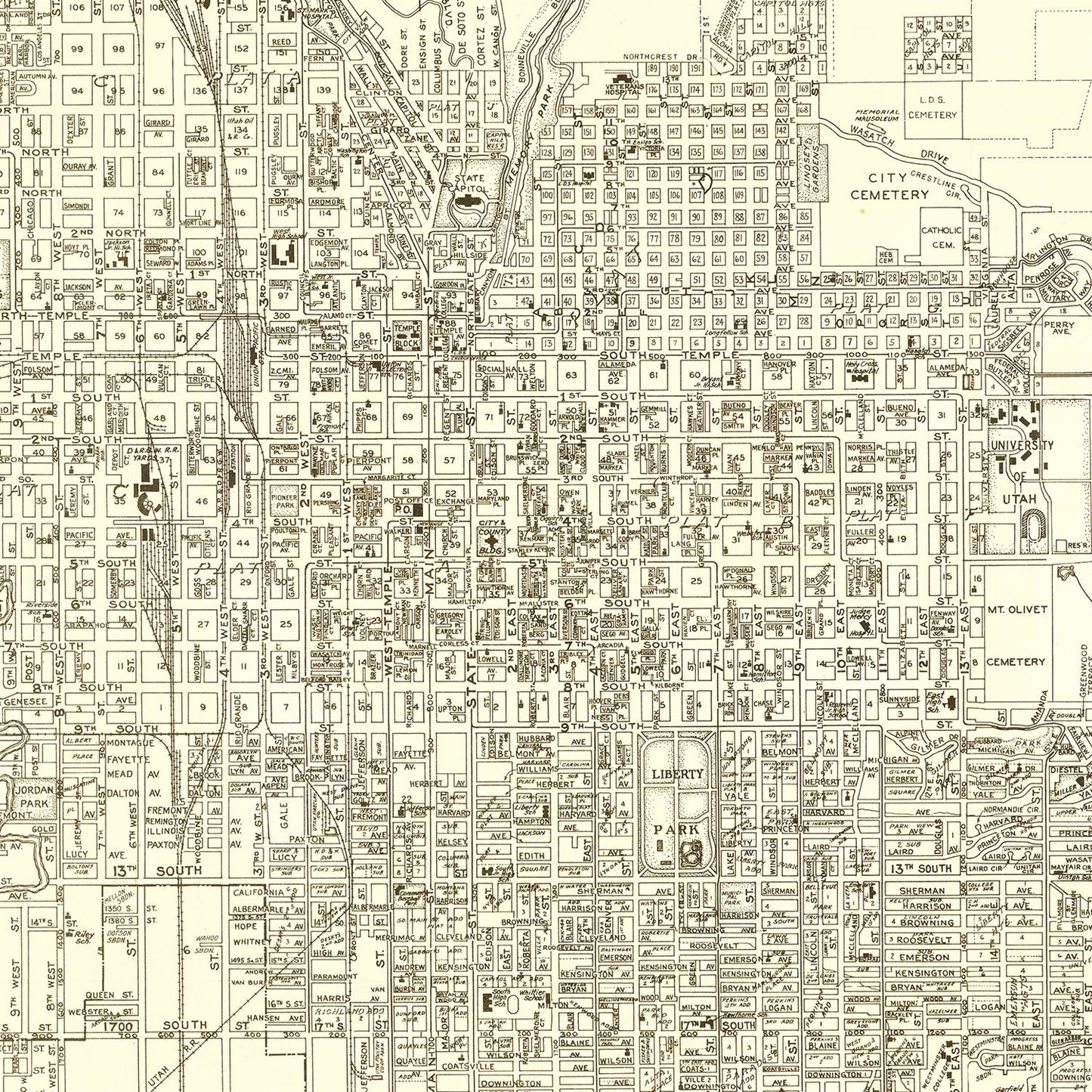 Vintage Map of Salt Lake City, Utah 1935