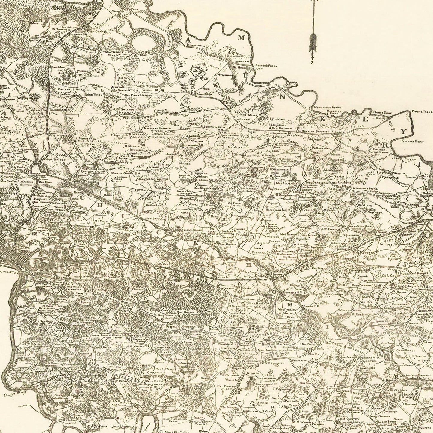 Vintage Map of Richmond, Virginia 1867