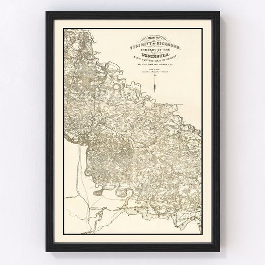 Vintage Map of Richmond, Virginia 1867