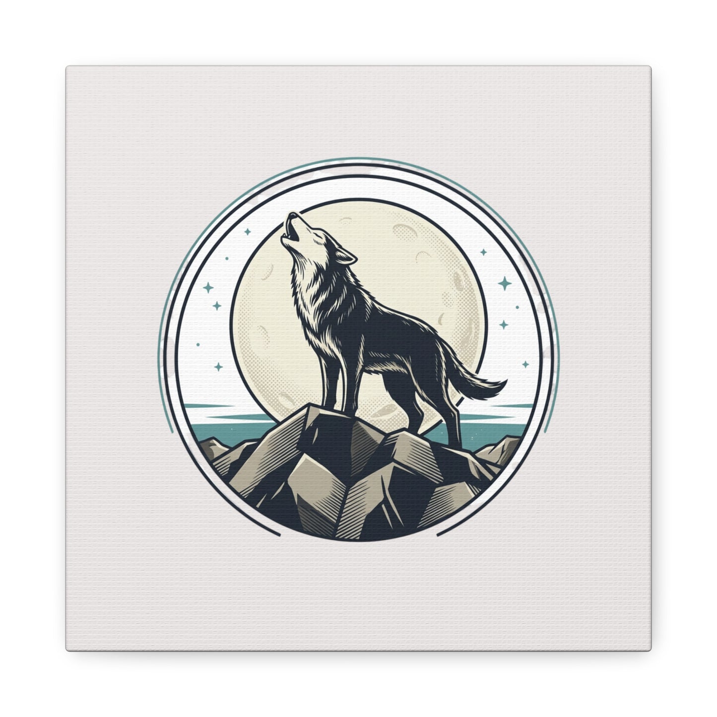 Howling Wolf Canvas Wall Art — Moonlit Wilderness Matte Stretched Print