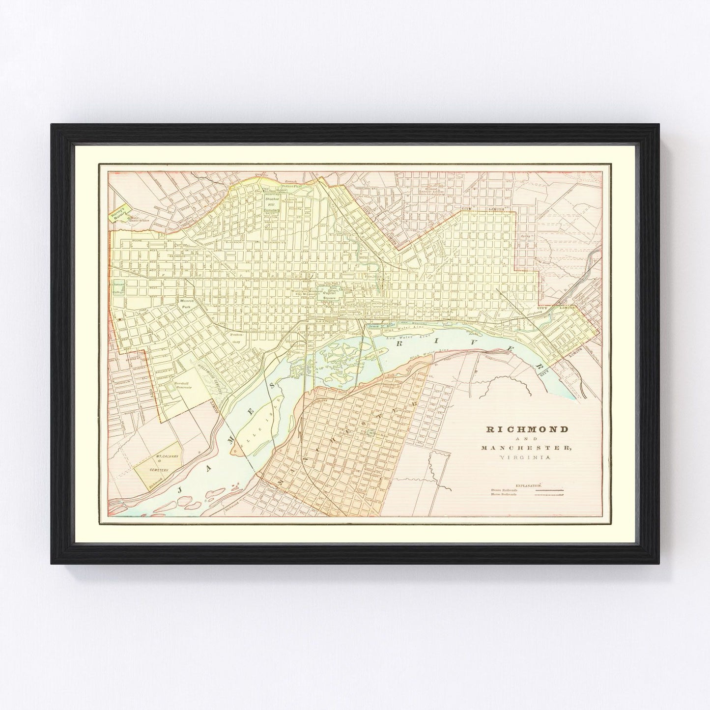 Vintage Map of Richmond, Virginia 1895