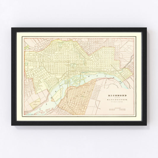 Vintage Map of Richmond, Virginia 1895