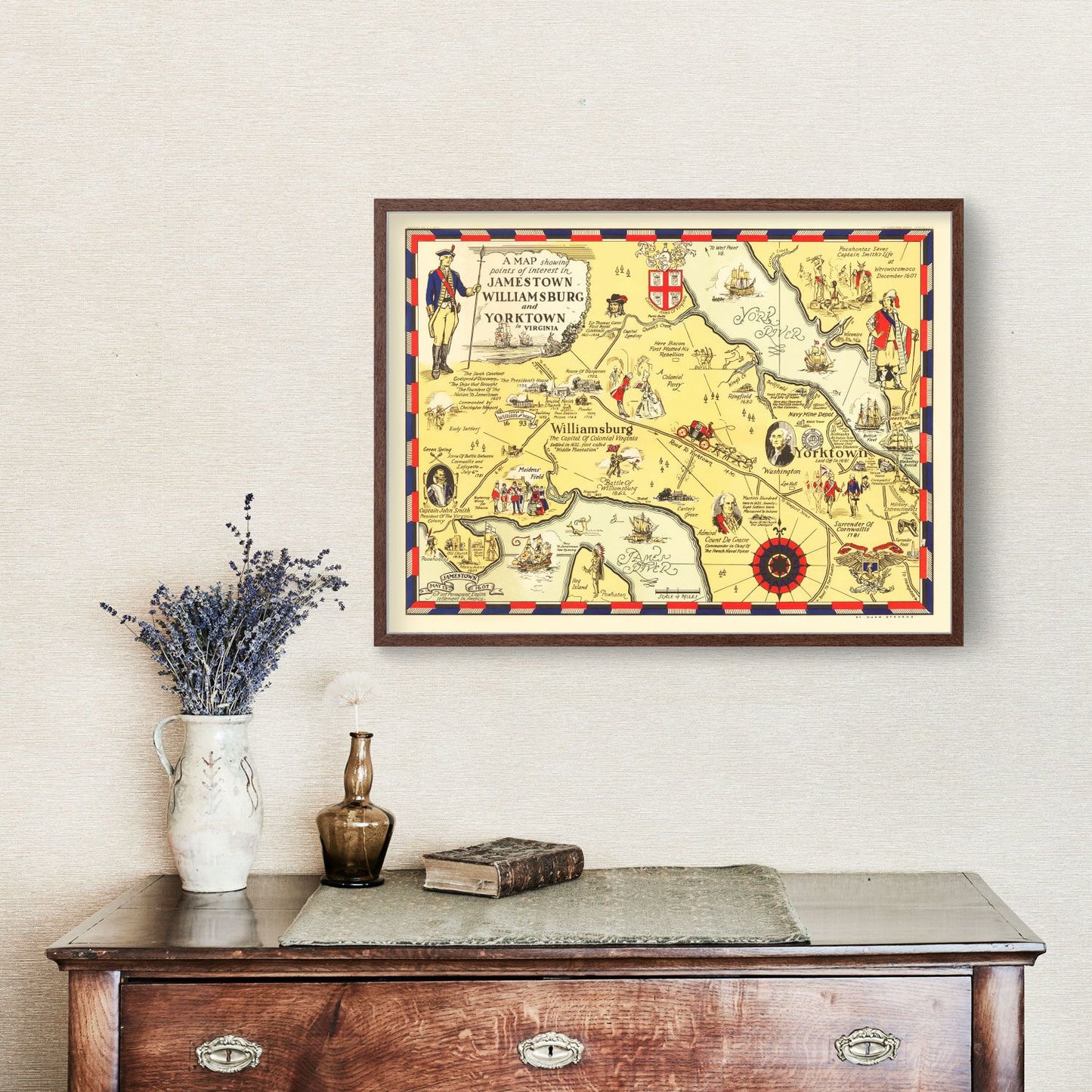 Vintage Map of Jamestown, Virginia 1930