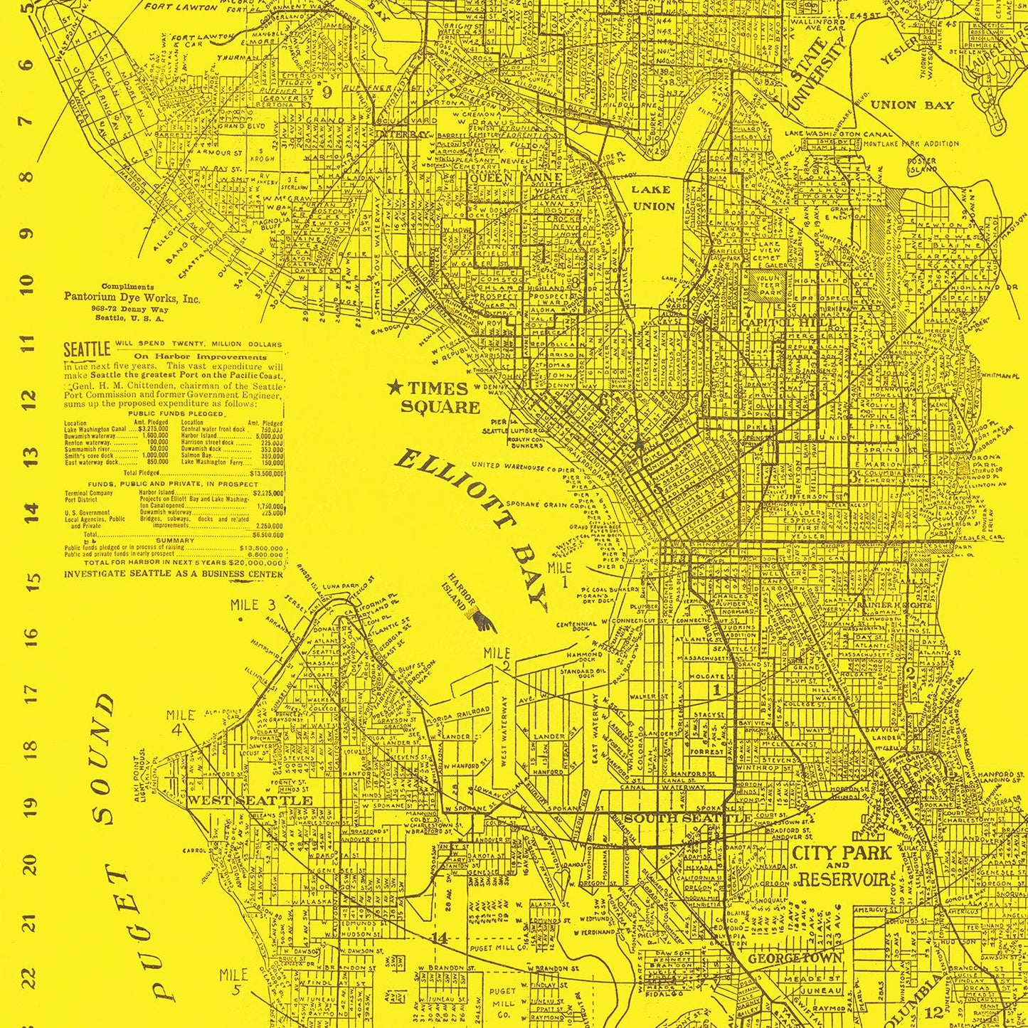 Vintage Map of Seattle, Washington 1912