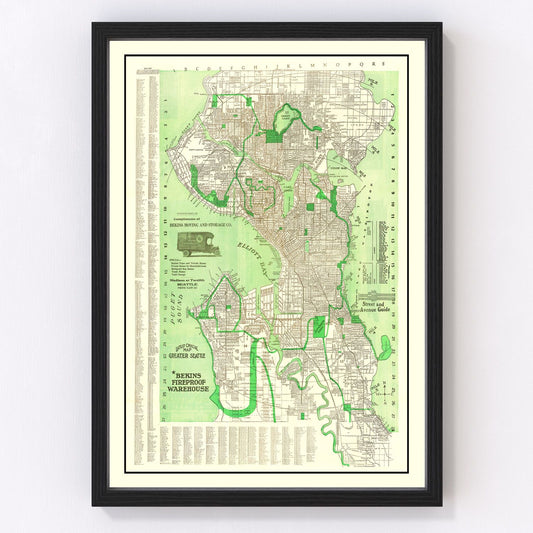 Vintage Map of Seattle, Washington 1913