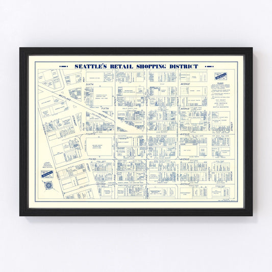 Vintage Map of Seattle, Washington 1930