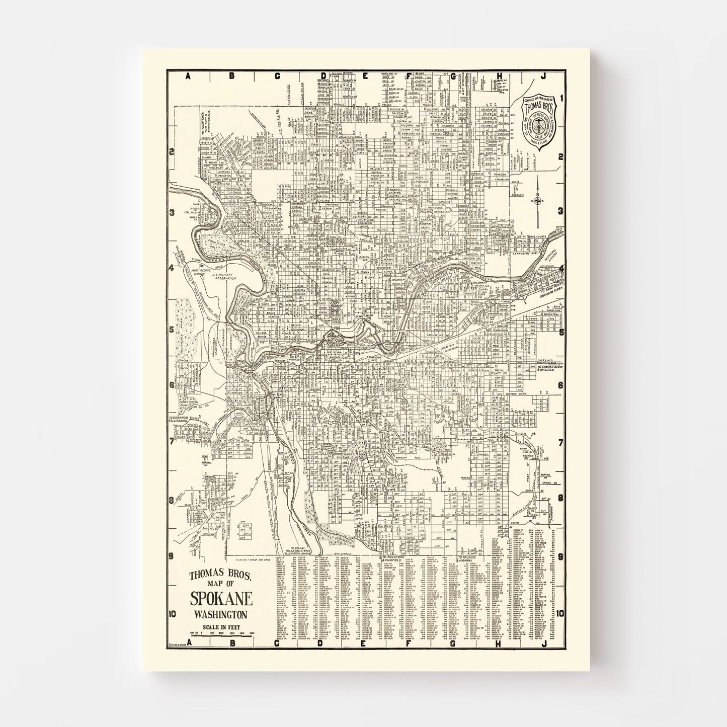 Vintage Map of Spokane, Washington 1920