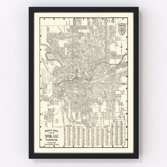 Vintage Map of Spokane, Washington 1920