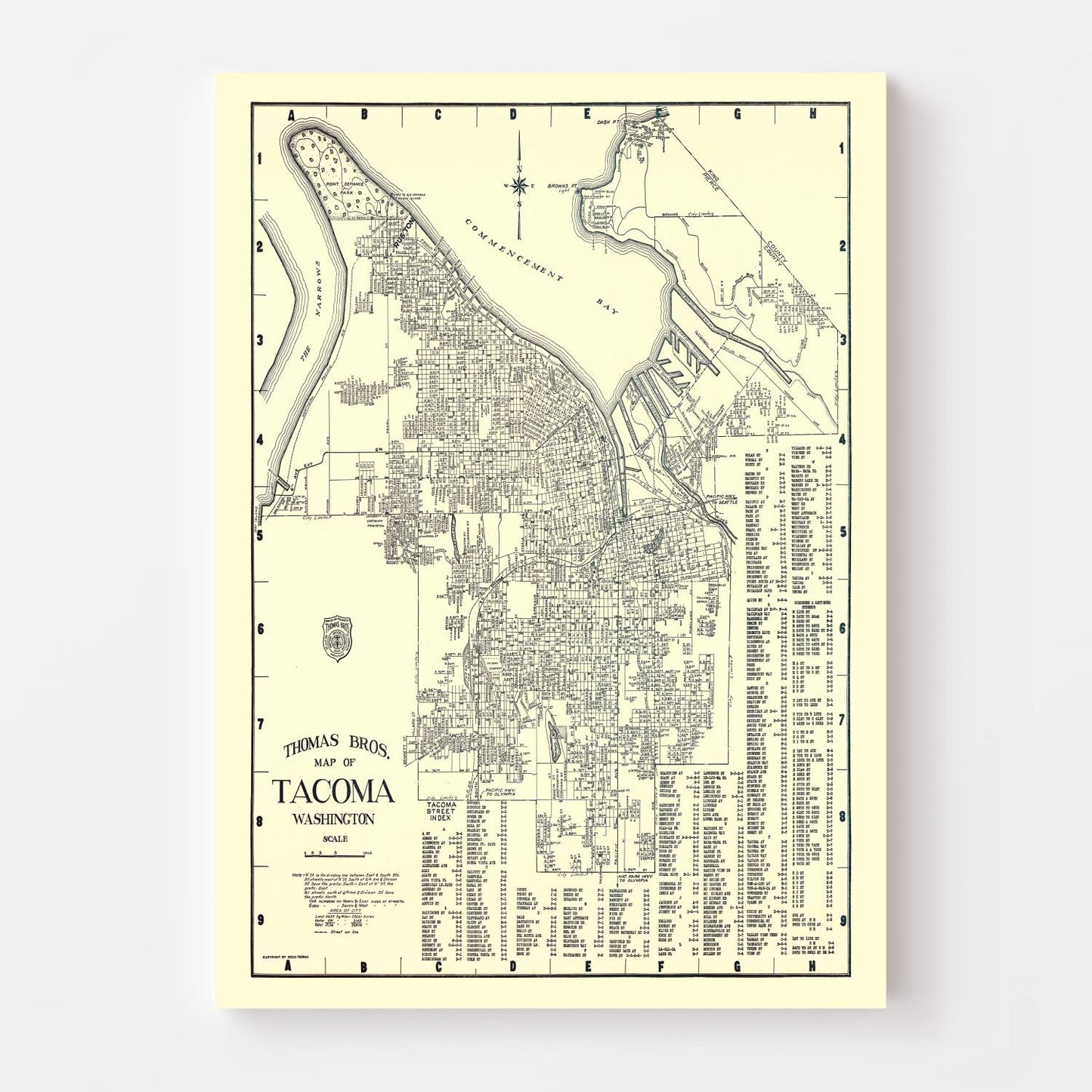 Vintage Map of Tacoma, Washington 1920