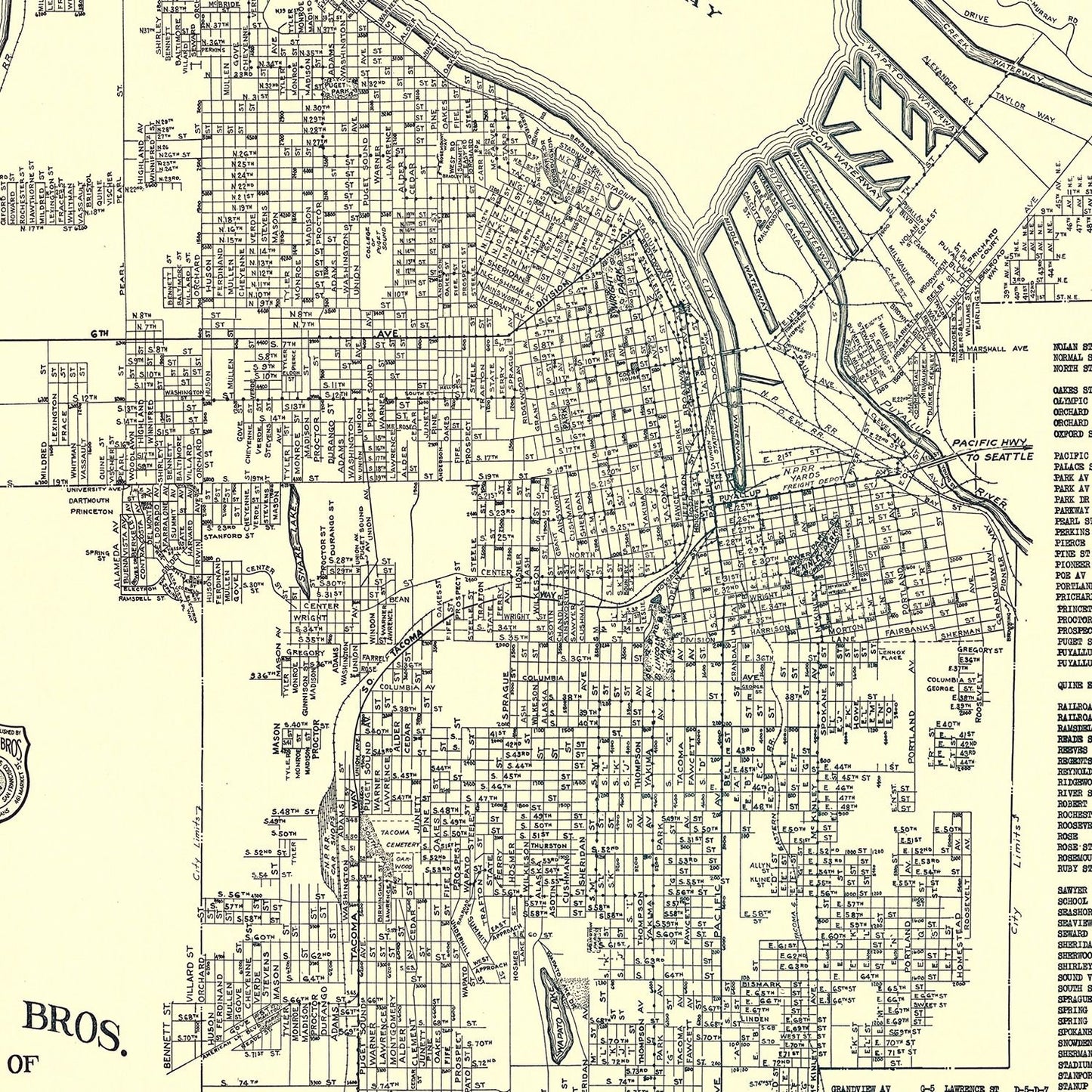 Vintage Map of Tacoma, Washington 1920