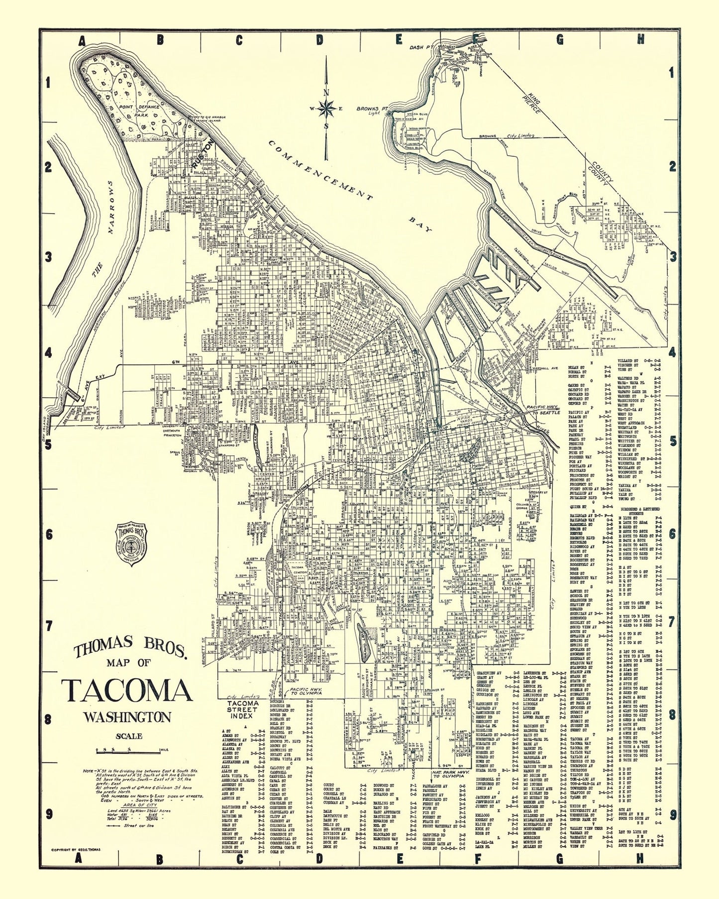 Vintage Map of Tacoma, Washington 1920
