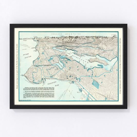 Vintage Map of Seattle, Washington 1925