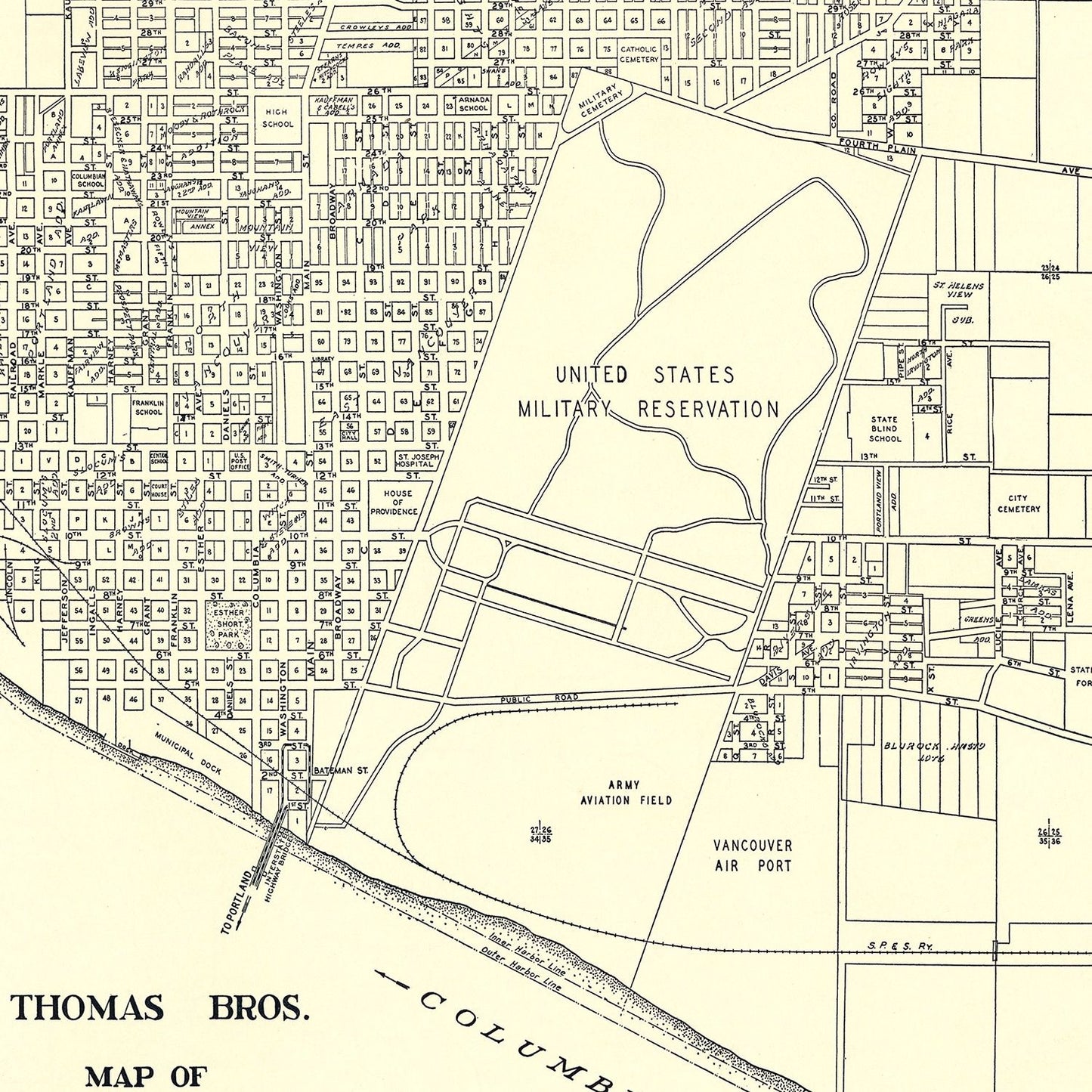 Vintage Map of Vancouver, Washington 1920