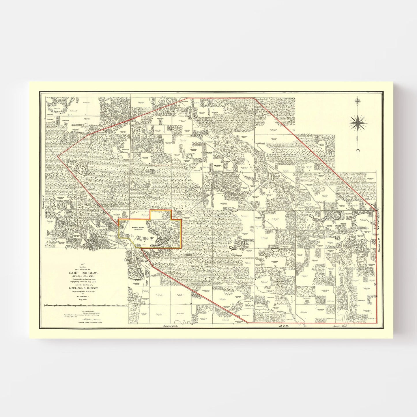 Vintage Map of Volk Field Air Base, 1902