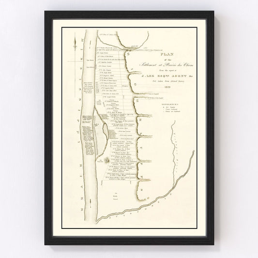 Vintage Map of Prairie des Chiens, Wisconsin 1834