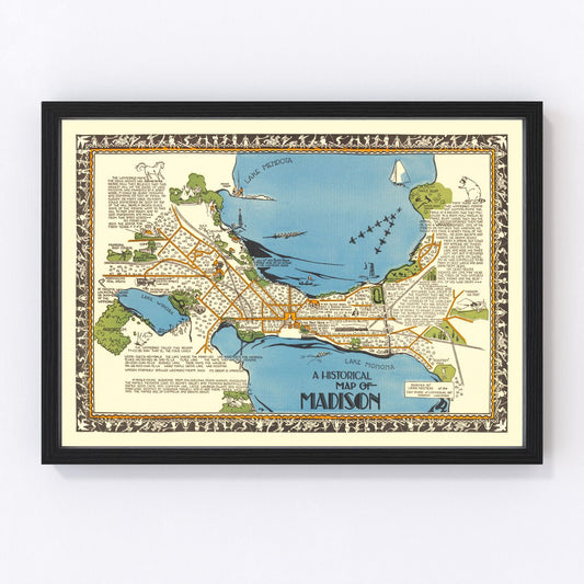 Vintage Map of Madison, Wisconsin 1924