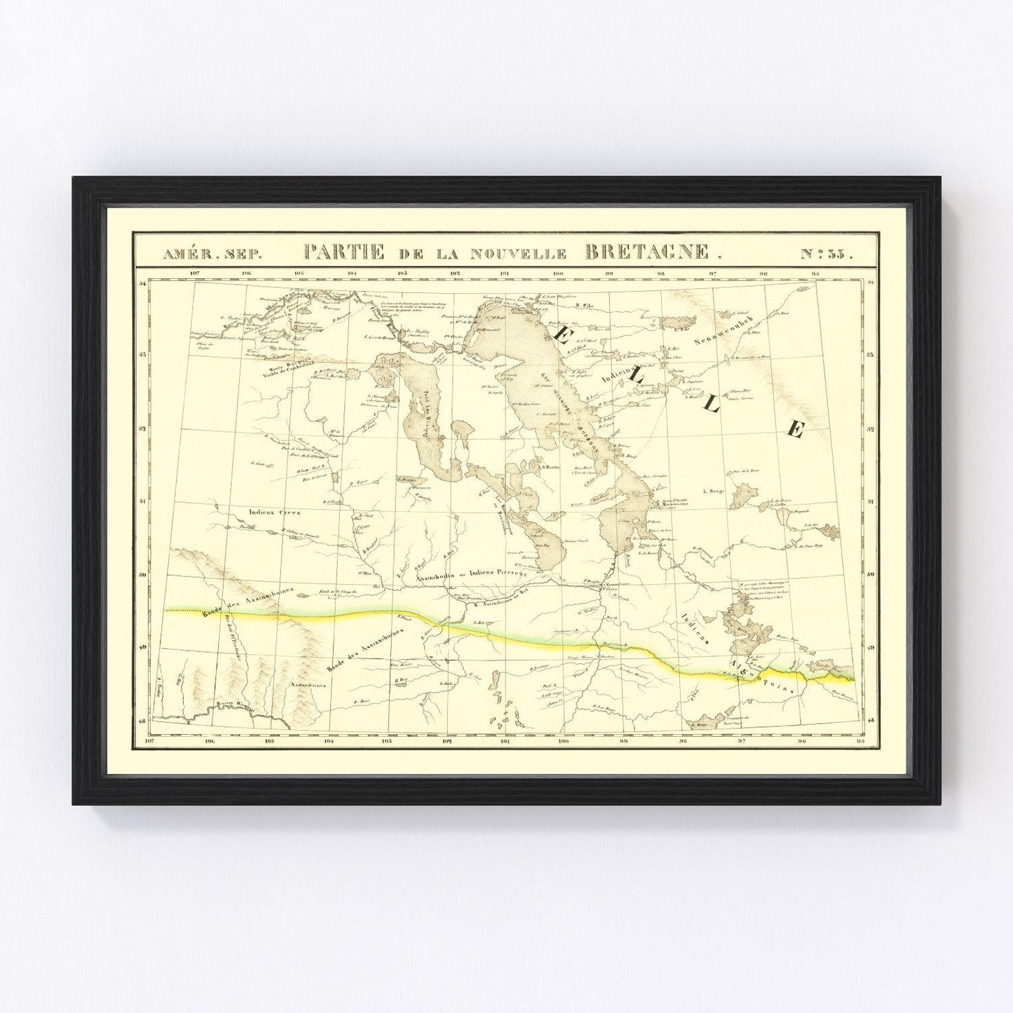 Vintage Map of Upper Missouri River, 1825