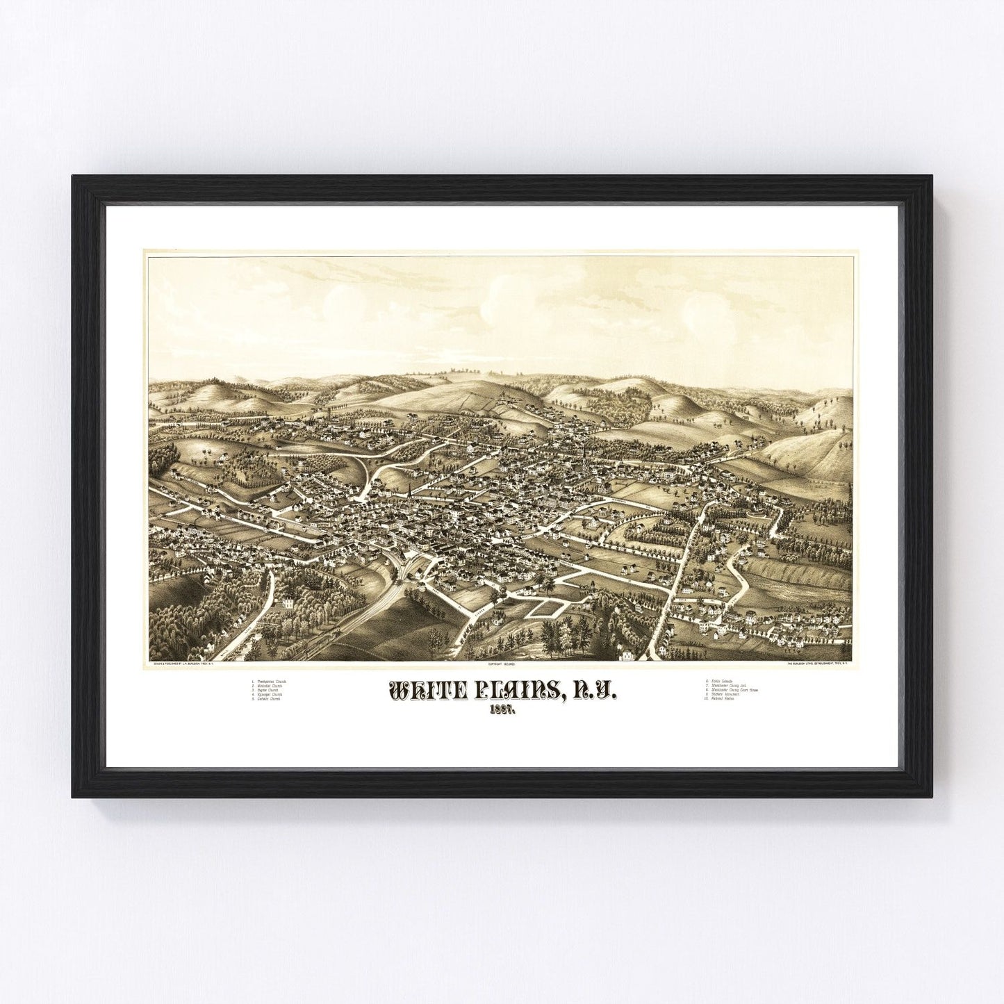 Vintage Map of White Plains, New York 1887