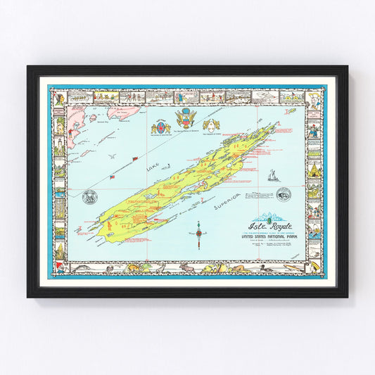 Vintage Map of Isle Royale, 1939
