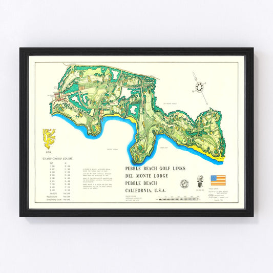 Vintage Map of Pebble Beach Golf Links, 1968