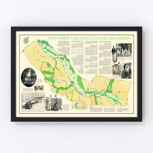 Vintage Map of Rancho Santa Fe Golf Course Estates, 1929