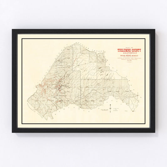 Vintage Map of Tuolomne County, California 1904
