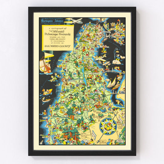 Vintage Map of San Francisco County, California 1930