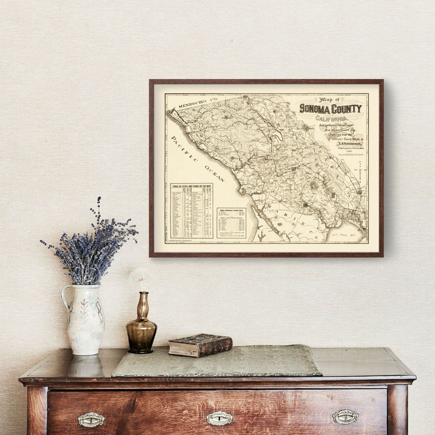 Vintage Map of Sonoma County, California 1902