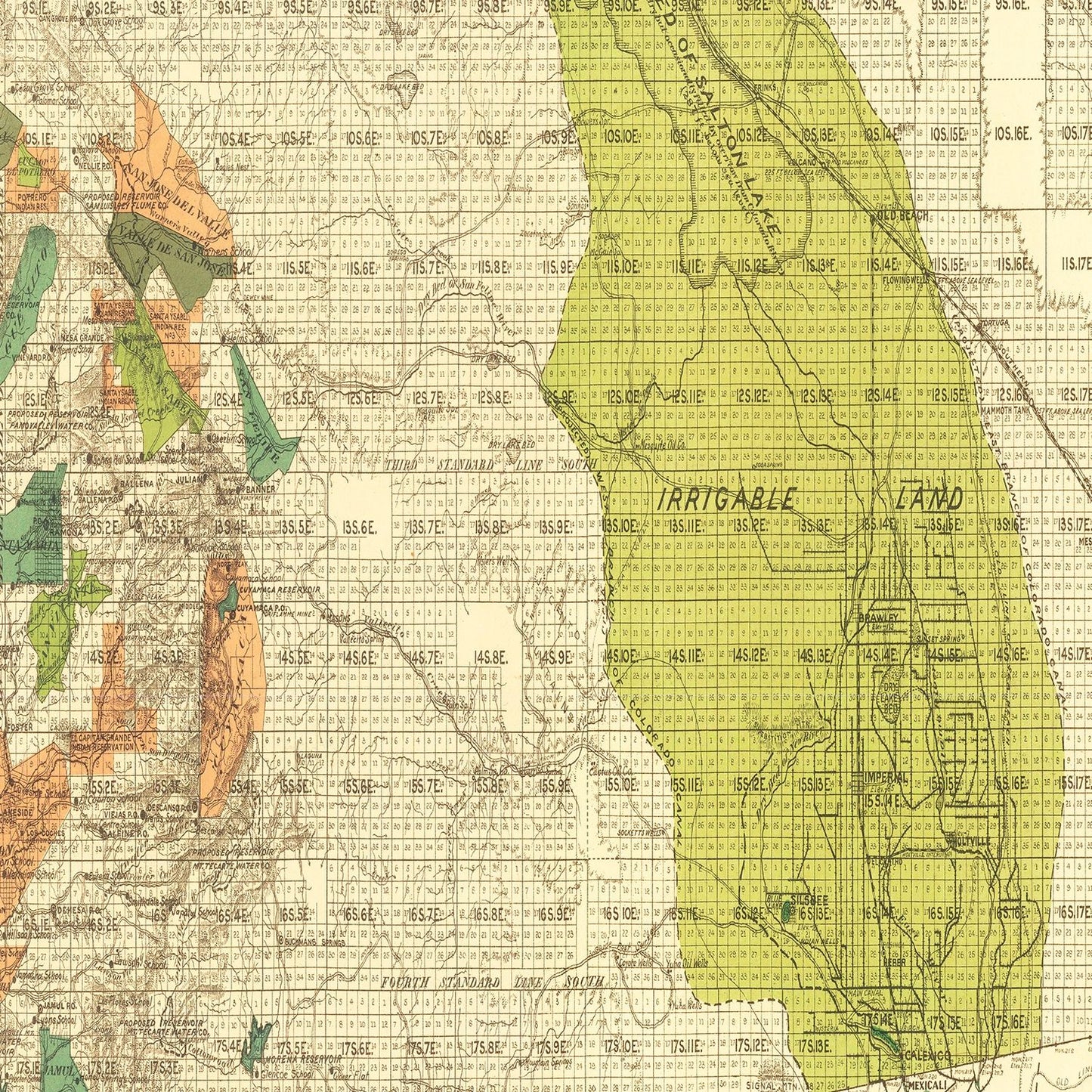 Vintage Map of San Diego County, California 1900