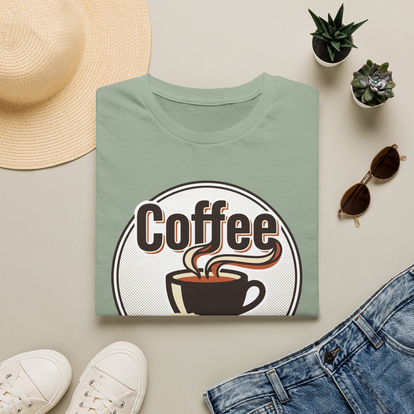 Coffee First T-Shirt — Retro Coffee Cup Graphic Tee for Coffee Lovers