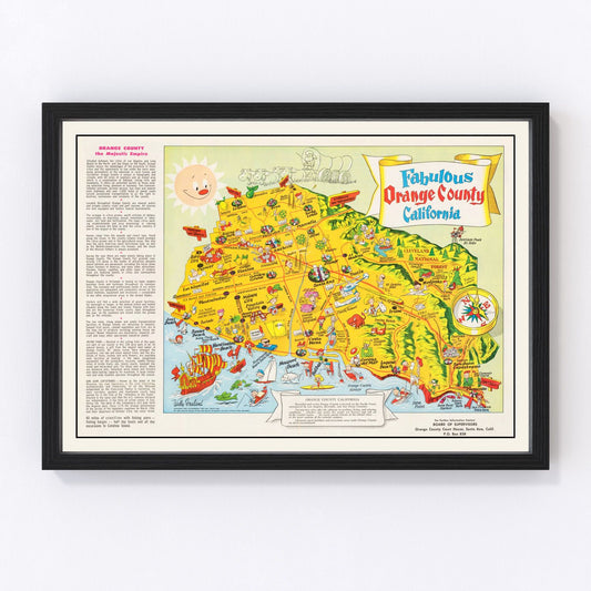 Vintage Map of Orange County, California 1957