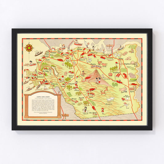 Vintage Map of Contra Costa County, California 1930