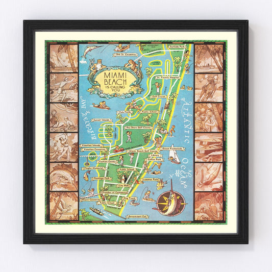 Vintage Map of Miami Beach, 1936