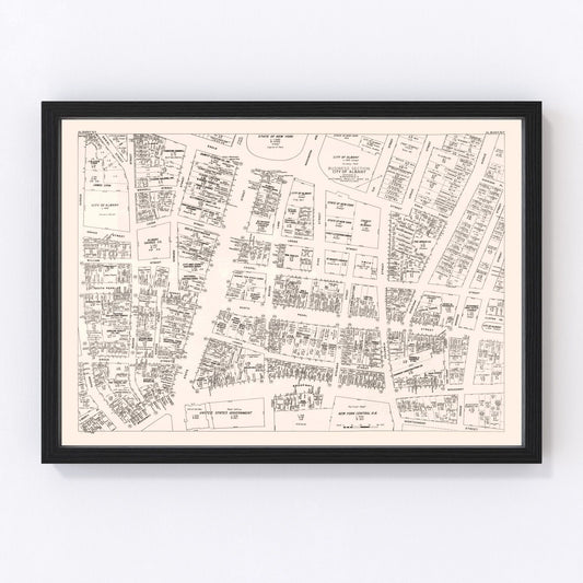 Vintage Map of Albany, NY Business Section 1947