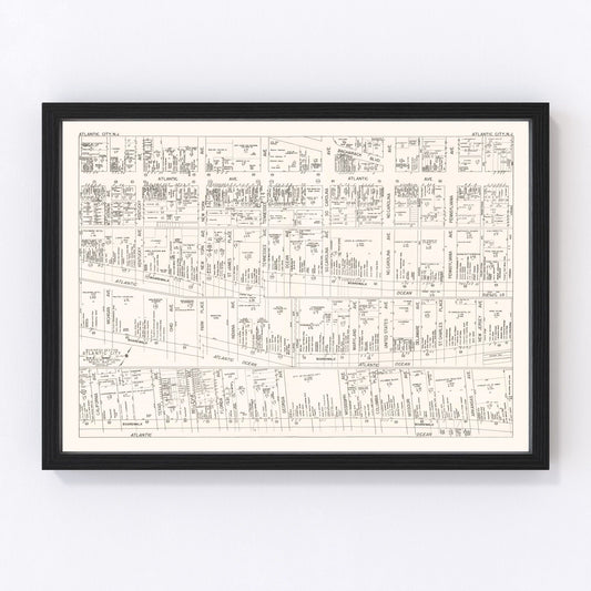 Vintage Map of Atlantic City, NJ Business Section 1947