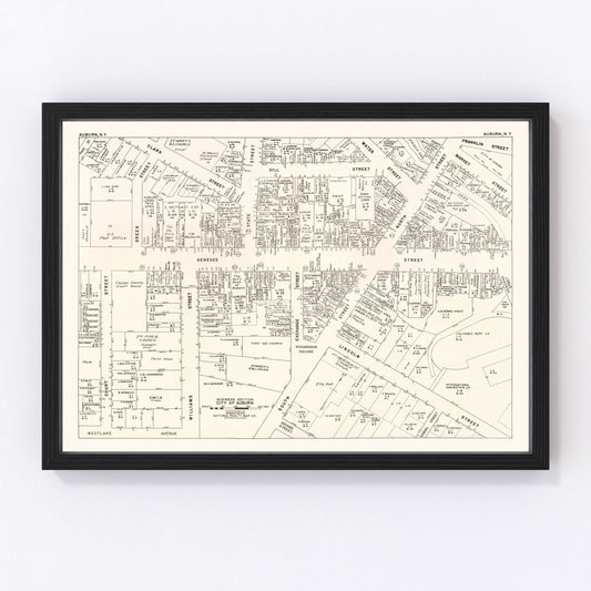 Vintage Map of Auburn, NY Business Section 1947