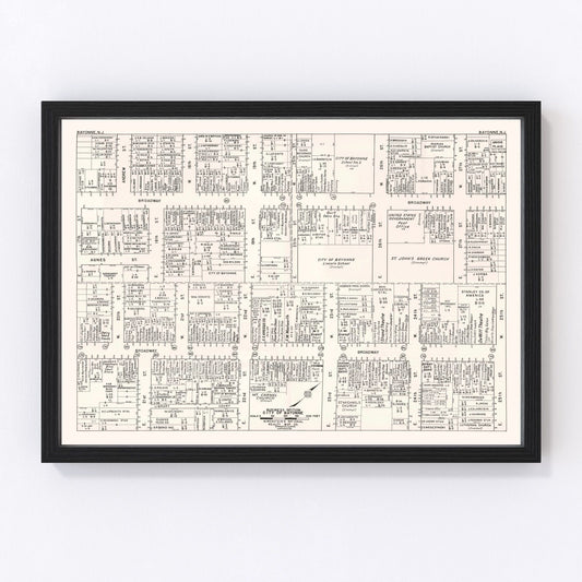 Vintage Map of Bayonne, NJ Business Section 1947