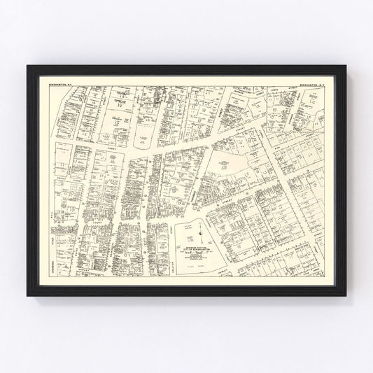 Vintage Map of Binghamton, NY Business Section 1947