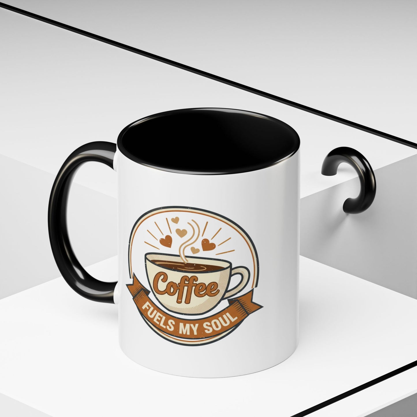 Coffee Mug - "Coffee Fuels My Soul" Accent Ceramic Mug (11/15oz)
