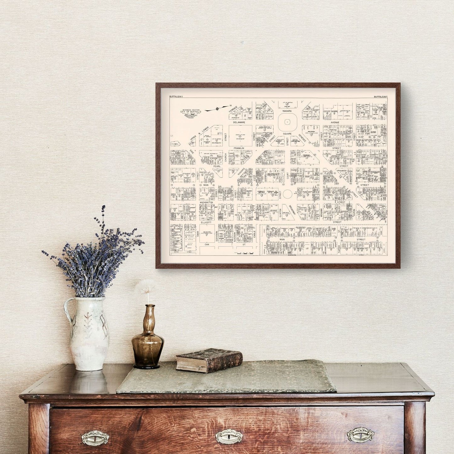 Vintage Map of Buffalo, NY Business Section 1947