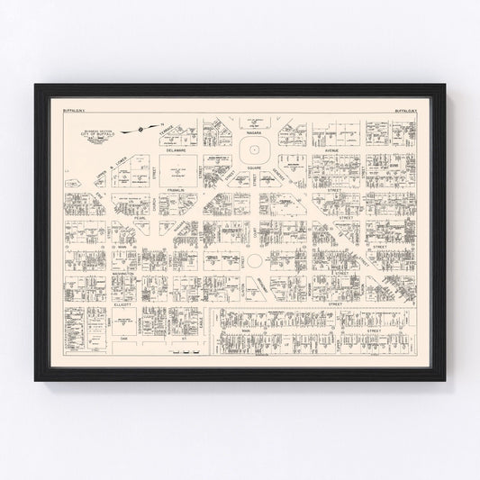 Vintage Map of Buffalo, NY Business Section 1947