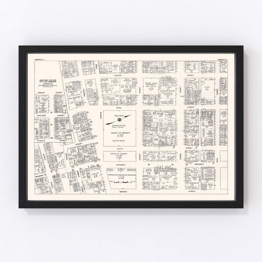 Vintage Map of Camden, NJ Business Section 1947