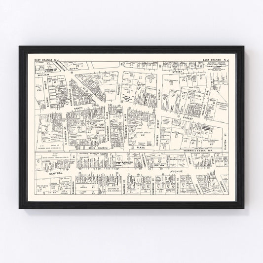 Vintage Map of East Orange, NJ Business Section 1947